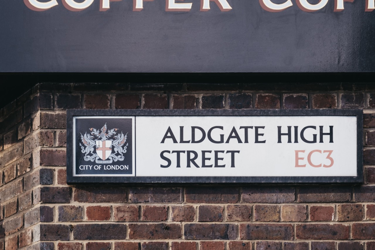 Aldgate High Street road sign