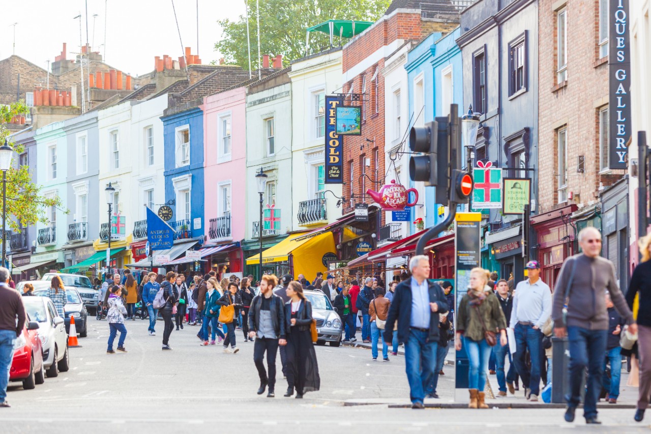 People walking the streets in Notting Hill