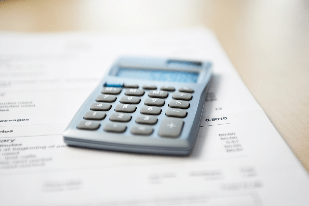 calculator on a bill