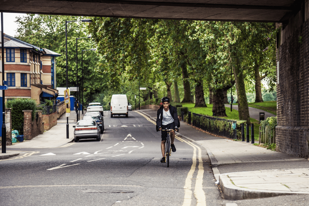 cyclist on the road in hackney