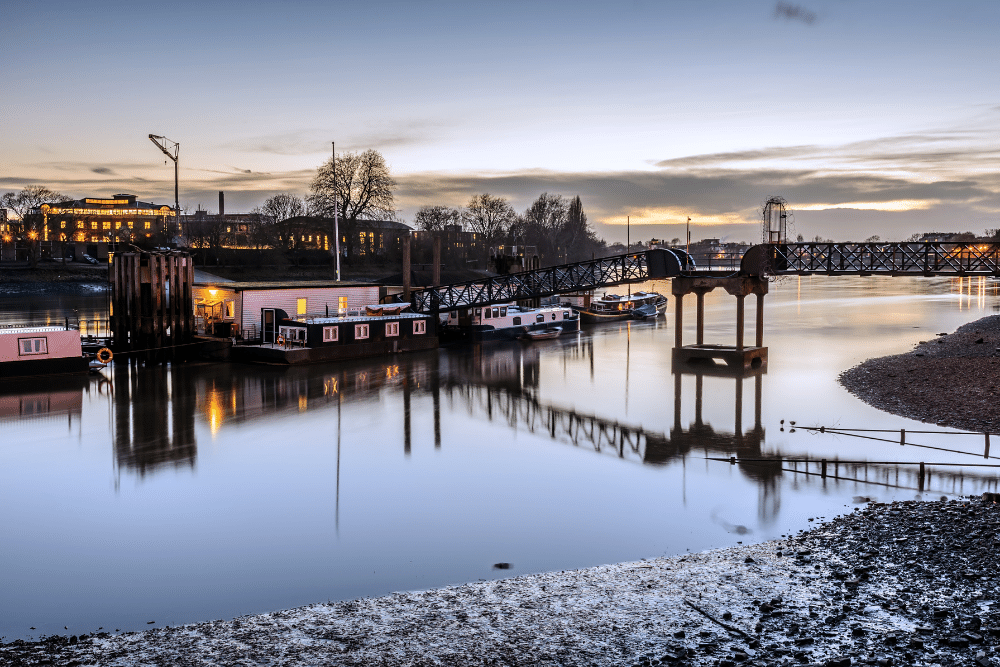 hammersmith waterfront at dusk