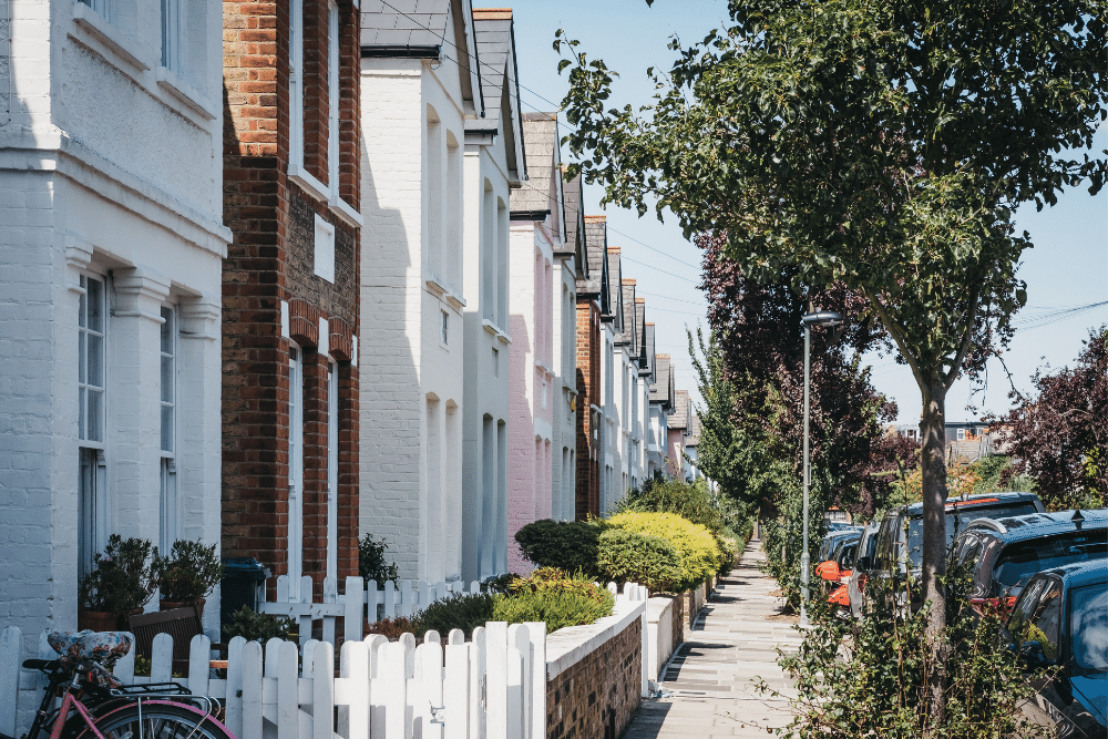 row of houses in barnes, london