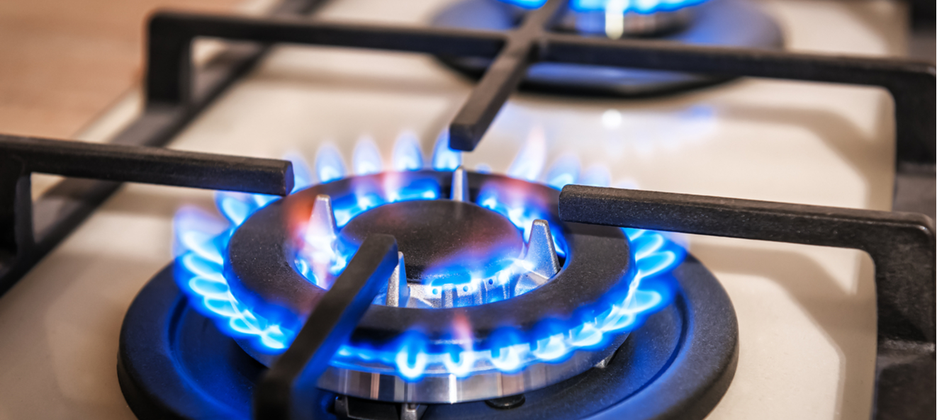Blue flame on gas cooker