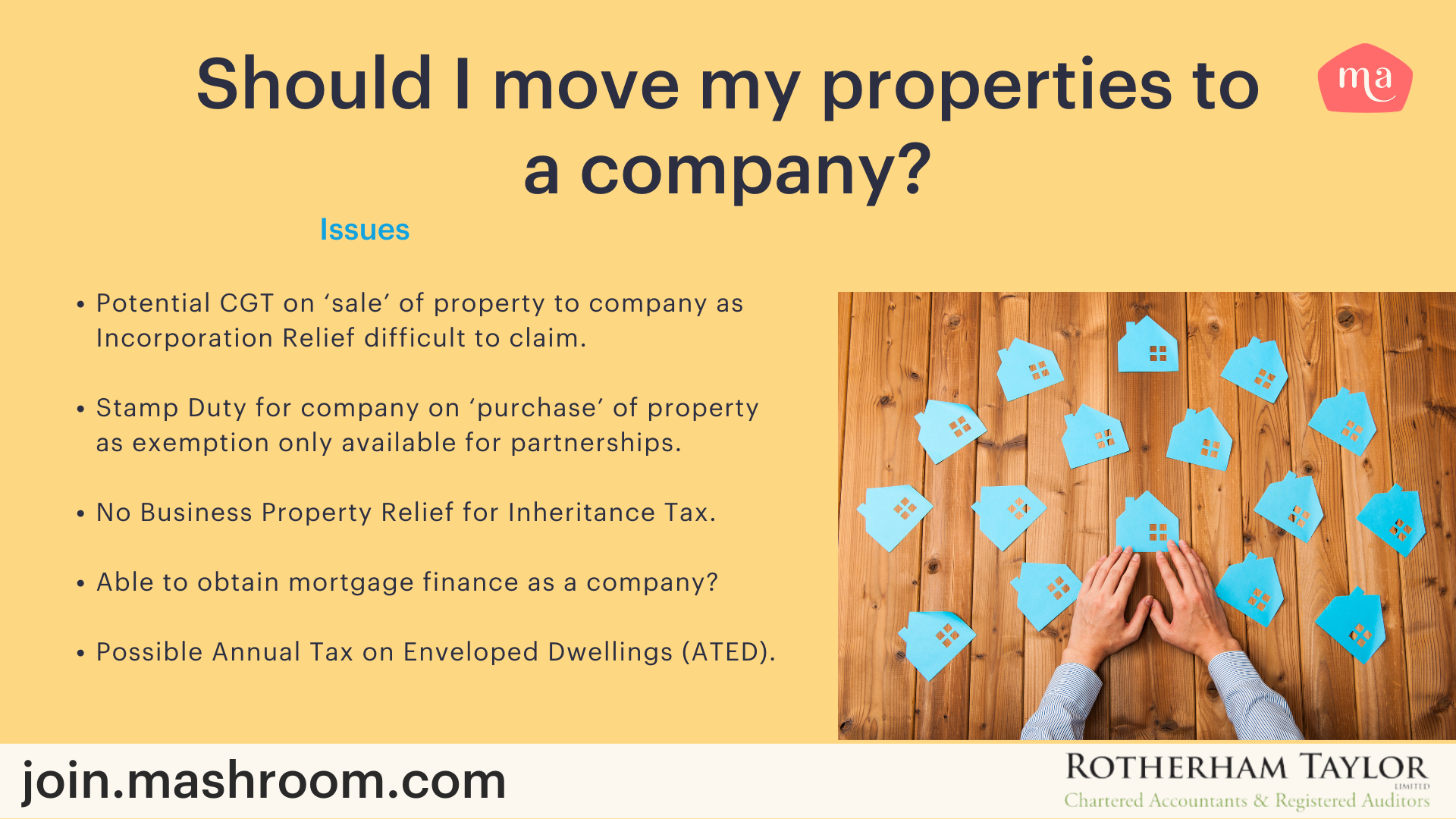 image listing the negatives of moving a property into a company
