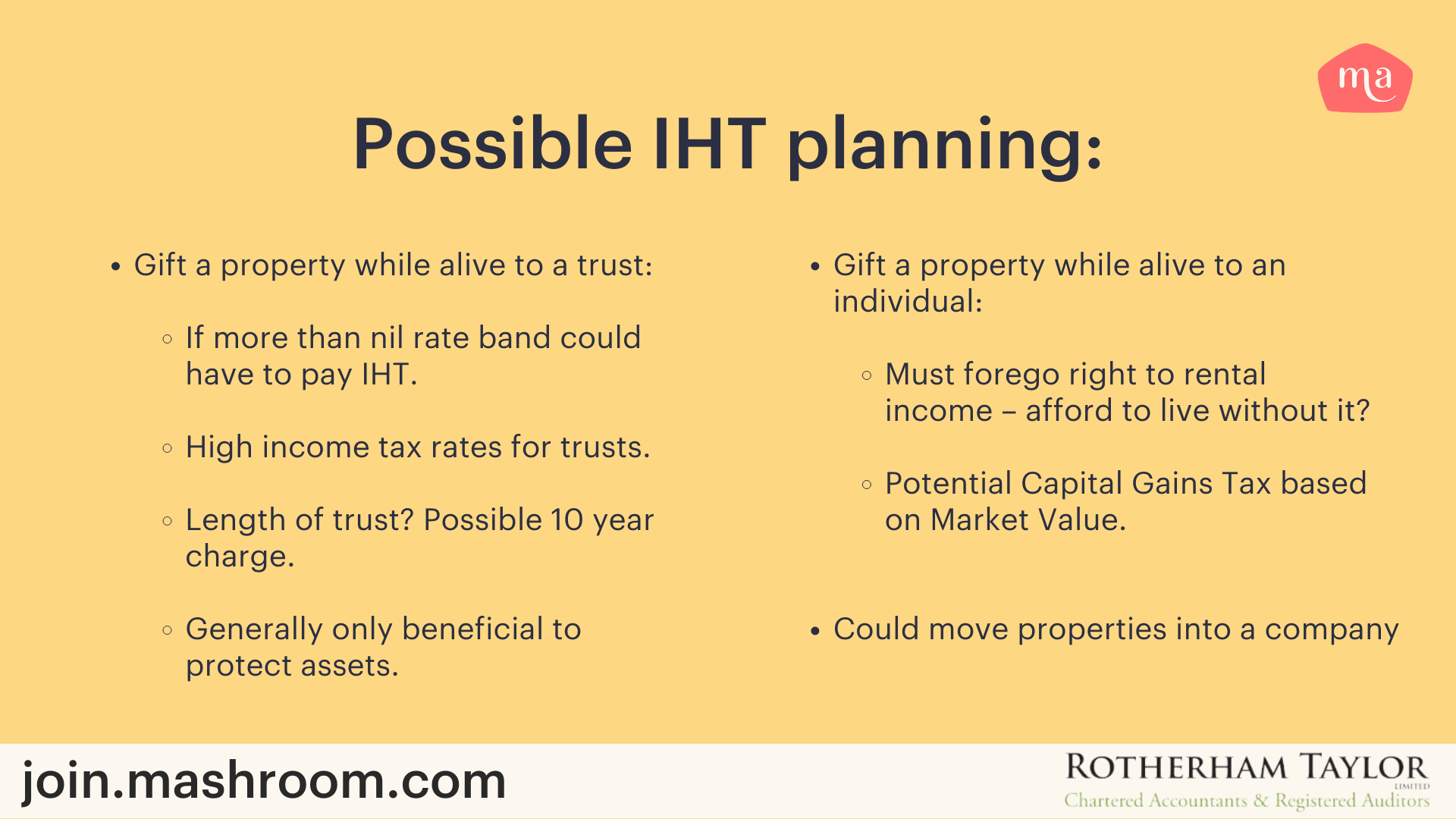 image with the text 'possible IHT planning'