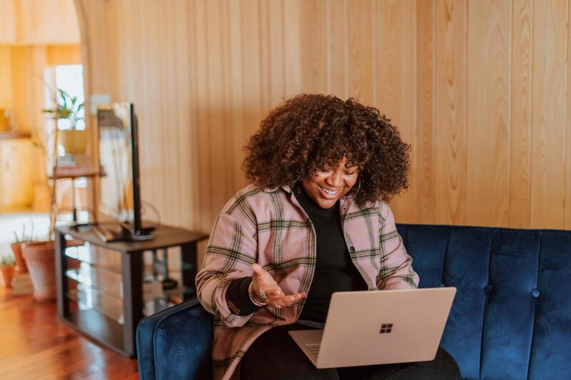 woman using a laptop, work from home